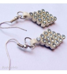 Quilled Rings Earrings White with Crystals